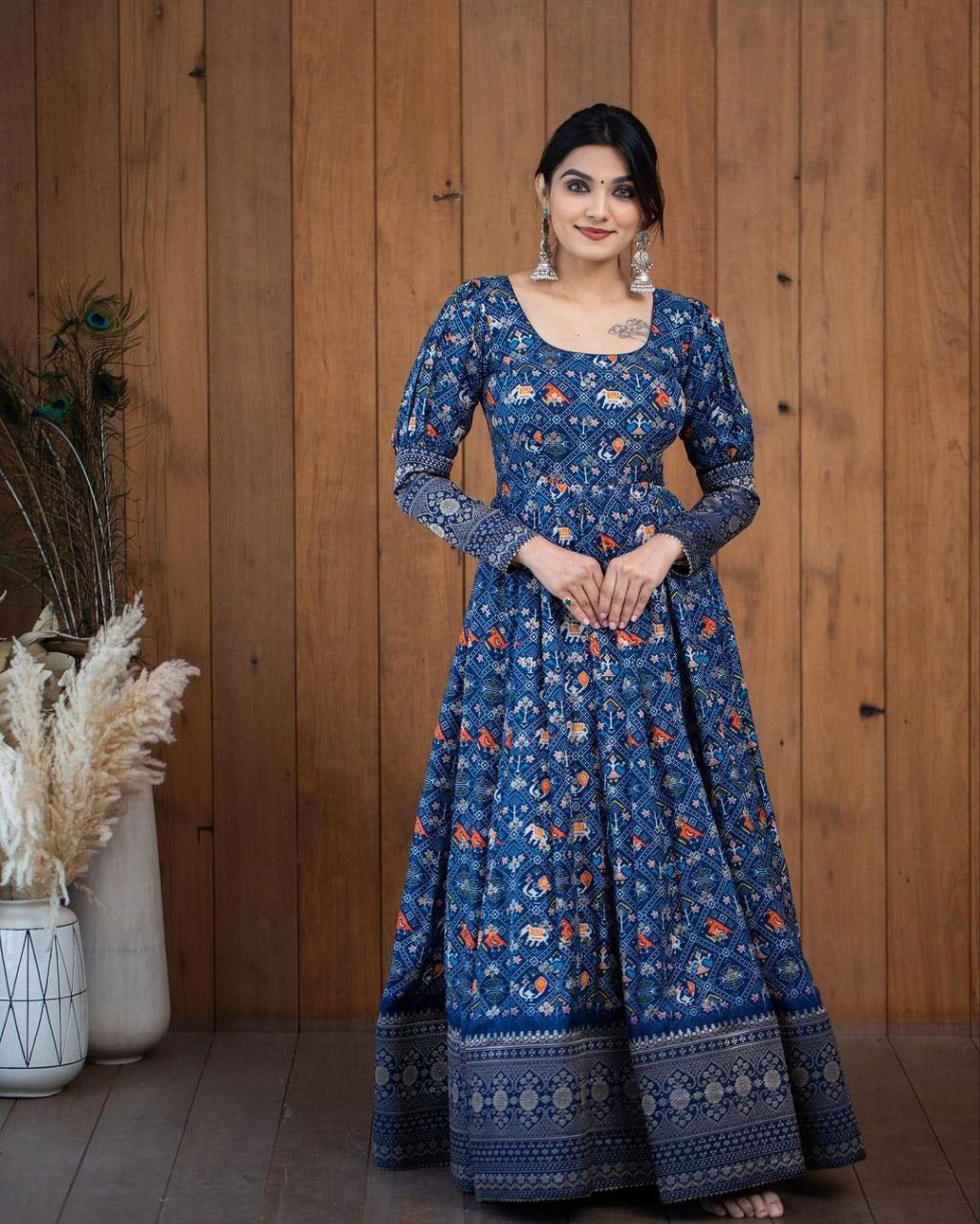 Stylish Printed Georgette Gown for Women | Party & Wedding Wear
